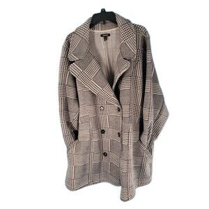 Torrid Plaid Jacket Sz 6 Gray Pocket Career Preppy Button Close Lightweight